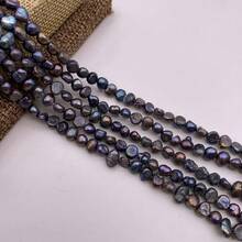 4-5mm 黑褐色馬鈴薯形小巴洛克淡水珍珠 DIY 配件 1 串 長度 35cm/13.78inch，孔徑 0.7mm - 黑棕色2 - 查看 1