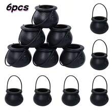 2/4/6pcs Halloween Witch Plastic Cauldron Bowls Black, Halloween Decoration - Multicolor - View 8
