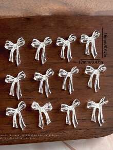 30pcs Organza Ice Transparent Ribbon Bow Nail Decorations, French Style Transparent Ribbon Resin Material Nail Art Accessories, Wearable Nail Art Decoration, Cute Fresh Fake Nail Accessories - Multicolor - View 4