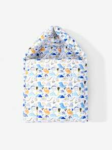 Infant Sleeping Bag With One-Piece Swaddle Design, Tall Hooded Wrap, Effectively Prevents Startle Reflex And Kicking Off Blanket, Giving Baby A Sense Of Security Like Mother's Embrace. Selected 4 Soft Cute Cartoon Prints (Giraffe Nest / Blue Dinosaur / Pink Rabbit / Light Blue Cloud Bear), Soft And Breathable, Warm Filling Without Sweating, Suitable For All Seasons. Side Zipper Design Convenient For Diaper Changes, Practical For Newborn Sleep, Soothing, And Outings, - Multicolor - View 13