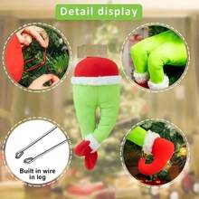 The Grinch 1pc Plush Arm Or Leg Christmas Tree Decoration, 2 Styles Available, Suitable For Christmas Home Decor And Holiday Party Setup, Ideal Fun Christmas Tree Hanging Ornament And Holiday Photo Prop - Multi-color - View 8