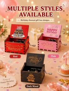 Hand-Crank Music Box - "Happy Birthday"; Perfect Gift For Birthday, Christmas, Anniversary And Valentine's Day; Also Suitable As Home Decor Ornament. - Multicolor - View 4