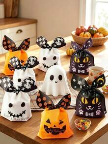 50 buah Kantong Permen Plastik Halloween, Kantong Hadiah Telinga Kelinci Selamat Halloween, Perlengkapan Pesta Halloween (Tidak Disarankan Untuk Menyimpan Permen Tanpa Pembungkus) - beraneka warna - View 6
