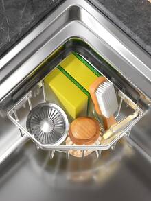 Adhesive Sink Corner Caddy, Wall Mount Kitchen Sink Storage Basket,Drainage Sink Organizer For Sponge,Scrub Brush,Kitchen Sink Accessories,Adhesive Sink Storage,Kitchen Sink Accessories - Multicolor - View 8