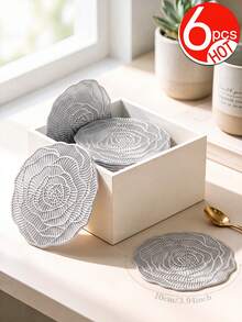 Tkvega • Home 12pcs Gold Embossed Coasters, PVC Material 3.94inch Round Coffee Cup Coasters, Washable, Easy To Clean, Wipeable, Non-Slip, Heat Resistant, Suitable For Room Decor, Home Table Decor, Home Decoration, Perfect For Holidays, Parties, Birthdays, Weddings And Dinner Parties - Multicolor - View 8