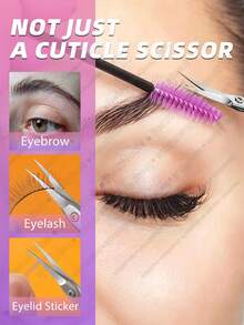 BeautNicole 1pc Stainless Steel Nail Clipper/Cuticle Scissors, Curved Blade Manicure Tool, Precision Trimming Small Scissors, Suitable For Nails, Cuticles, Eyebrows, Eyelashes And Dead Skin Removal - Multicolor - View 4