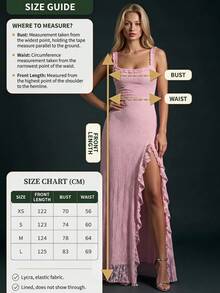 Women's Lace Detailed Strappy Backless Slit Maxi Dress - Pink - View 4