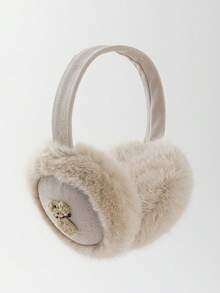 GARASSACC 1pc Women's Cute Puppy Embroidery Suede Fleece Foldable Warm Earmuffs - Multicolor - View 6