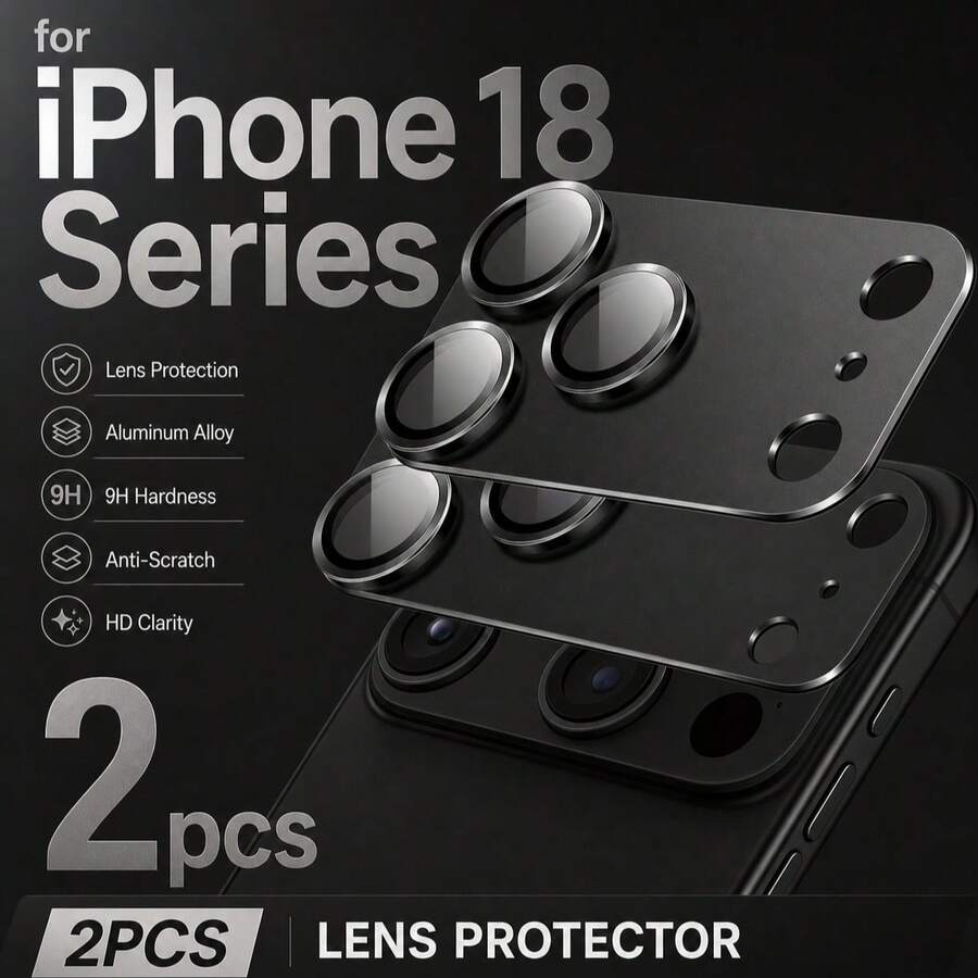 2片裝 360°相機鏡頭保護膜,相容 iPhone 18 Pro / 18 Pro Max,全覆蓋 9H 鋼化玻璃相機蓋,高清晰透明,AR 防眩光,耐刮損,防指紋,超薄相容手機殼設計 - 深空灰 - 查看 1