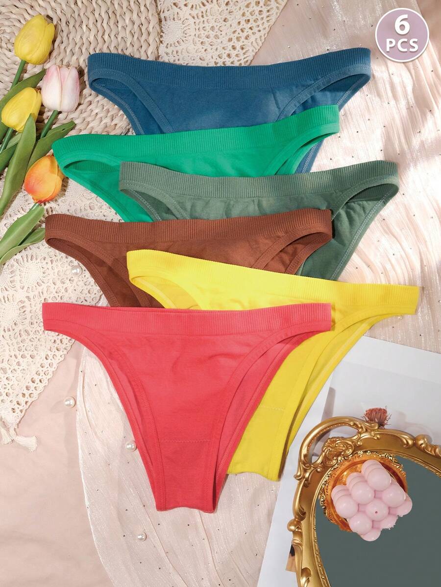 6件裝女款內褲-柔軟彈性女用內褲,極致舒適!-混色與素色 - 彩色 - 查看 1
