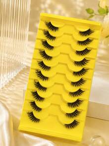10 Pairs Half Lashes Natural Volume Simulated Fluffy Grafted Eyelashes For Daily Commuting, Portable, Lightweight, Non-Irritating, And Reusable - View 7