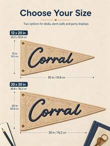 Personalized Vintage Dorm Embroidery Pennant, Customizable With Your Name, Back To School Party Decoration, Room Wall Decor, Room Nameplate - Multicolor - View 6