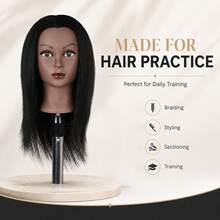 100% Human Hair Mannequin Head With Clamp Stand, Professional Hair Styling, Braiding And Barber Training Mannequin Head Doll - 1PC - View 7