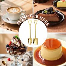 10 Pcs Stainless Steel Shovel Spoon, Creative Mini Spade Shape Dessert Ice Cream Watermelon Spoon, Cute Long Handle Tableware For Home Kitchen Party - - - View 5