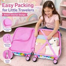 Kids Hardside Rolling Suitcase, Cute Rainbow Unicorn Graphic Spinner Luggage For Girls Travel Carry‑On Case - Pink - View 5