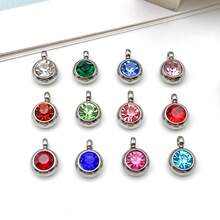 12pcs Stainless Steel Diamond Twelve Birthday Pendant Jewelry Making DIY Earring Pendant Various Design Charms For Jewelry Making Bracelets Necklace - Multicolor - View 9