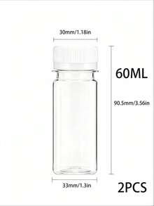 Botol Plastik Kecil dengan Tutup Ulir, Cocok untuk Cairan, Jus, Minuman Kesehatan - Botol Konsentrat Jus Jahe - Botol Mini Transparan yang Dapat Digunakan Kembali/Anti Bocor/Dapat Dibekukan, Wadah Plastik 2oz dengan Tutup - Hitam - View 26