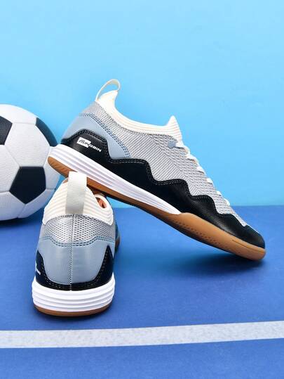 1 Pasang Sepatu Sepak Bola Unisex, Sepatu Olahraga Dalam Ruangan Sol Datar Bertali Rendah, Sepatu Futsal Profesional Ringan dan Berkinerja Tinggi untuk Pertandingan dan Latihan, Gaya Kampus