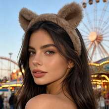 1pc Sweet Plush Bear Ear Hair Hoop Comfort Non‑Slip Headband For Daily Photograph Hair Decoration - Multicolor - View 2