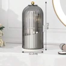 1pc Makeup Brush Holder With Lid, 360° Rotating Dust-Proof ABS Storage Box, 3-Slot Sliding Cover Toothbrush Holder With Non-Slip Base, Multi-Purpose Space-Saving Organizer, Suitable For Makeup Brushes, Toothpaste, Apartment Dorm Essentials, College Students - View 13