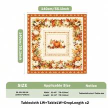 1pc Autumn Pumpkin Harvest Tablecloth, Thanksgiving Pumpkin Sunflower Berry Wheat Ear Print Pattern, Polyester Material Single-Sided Print, Suitable For Tabletop, Washable And Reusable, Suitable For Indoor, Outdoor, Patio, Wedding, Banquet, Party, Outdoor Dining, Suitable For Craft Exhibition, Banquet Event Decoration - Multicolor - View 12