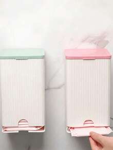 1pc Wall-Mounted Sanitary Napkin Storage Box, Suitable For Home Bathroom, Dust-Proof And Moisture-Proof, With Lid Design, Can Store Sanitary Napkins, Essential For Bathroom Decoration And Storage, Also Suitable For School - Multicolor - View 4