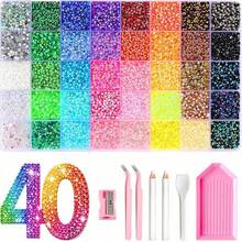 40pcs Jelly Resin Rhinestone Set, Shiny Decorative Rhinestones DIY Craft Materials, Multi-Color Resin Set, Suitable For Hats, Water Cup Rhinestone Decoration, Jewelry Making, Holiday And Daily Party Decoration - 3mm - View 8