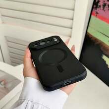 高品質純色全包覆電鍍磁吸手機殼,適用 11 Pro XL 7A 8 9 10 Pro XL,支援無線充電功能,適用 Galaxy Z Flip3 4 5 6 7,柔軟 TPU 材質,時尚美觀 - 黑色 - 查看 5