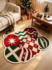 1pc Lantern Asymmetrical Pattern Doormat, Christmas Gift, Door Mat, Small Rug, Welcome Mat, Carpet, Floor Mat, Outdoor Doormat, Kitchen Rug, Home Decor, Front Door Mat, Area Rug, Outdoor Mat - Multicolor - View 1