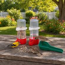 3pcs Bird Feeding & Watering Set (2 Feeders + 1 Feeding Scoop) Automatic Pet Parrot Feeder & Water Dispenser Combo - one-size - View 3
