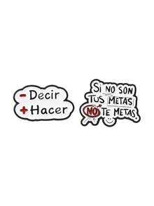 Spanish Action Motivational Slogan Enamel Pin Set Less Talk More Do Minimal Black White Red Lapel Badge For Backpack Jacket Decor - Multicolor - View 10
