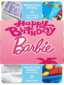 Splendor Pastel Pink Minimalist Retro-Style Party Photo Backdrop Fabric, Palm Tree Silhouette Printed Background Banner, Birthday Celebration Party Supplies - Multicolor - View 5