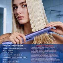 ANGENIL Pelurus Rambut Profesional Kelas Salon, Setrika Datar Titanium, Pelat Pemanas Berlapis Grafena, Pelurus & Pengeriting 2-in-1, Desain Tegangan Ganda, 5 Pengaturan Suhu, Pemanasan Cepat, Dilengkapi Tas Penyimpanan - Grey - View 13