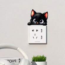 1pc Creative Cute Cat Switch Decor Sticker, Delicate And Vivid Design, Made Of PVC Material, Self-Adhesive Backing Removable Without Residue, Decorate Switch Socket, Add Fun To Plain Home Corners, Beautify Home Details And Enhance Space Atmosphere - one-size - View 2