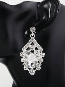 Set Perhiasan Pengantin 3 Buah Kalung & Anting Perak, Aksesori Pesta Pernikahan Elegan - Perak - View 9