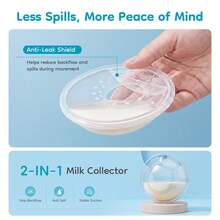 MAMIJOY 2pcs Portable Non-Overflow Hand-Free Breast Milk Collectors With Soft Synthetic Rubber Surface For Easy Expression And Leak-Proof Storage - Multicolor - View 5