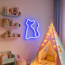 1pc Cat Neon Wall Decor Hanging Light, Battery & USB Powered, Romantic Fairy Light For Home, Holiday, Party, Birthday Theme Scene Atmosphere, Bedroom Room Decoration - Cat Neon Sign - View 11