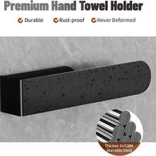 Nordic Minimalist U-Shaped Wall-Mounted Towel Rack, Drill-Free Bathroom Towel Bar, Kitchen Dishcloth & Hand Towel Storage Rack, Black Square Hanging Rack, Space-Saving Wall Shelf, Suitable For Bathroom Vanity And Kitchen - Black - View 6