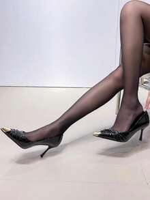 Stunning Pointed Toe Stiletto High Heel Shoes For Women, 2026 Spring New Style Backless Floral Closed Toe Sandals, Sexy Elegant Premium[Note: 3D Flowers Are Purely Handmade, Detail Shapes Are Random~] - Black - View 4