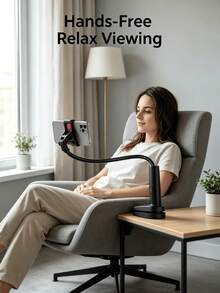 360° Rotatable Adjustable Gooseneck Phone Holder, Universal Phone Stand For 4-7 Inch Smartphones, Reserved Charging Port, Stylish Desktop Room Decor, Suitable For Bedroom, Bathroom, Kitchen And Living Room Daily Use - Multi-color - View 12