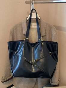 Large Capacity Tote Bag For Women, Daily Commute - Black - View 6