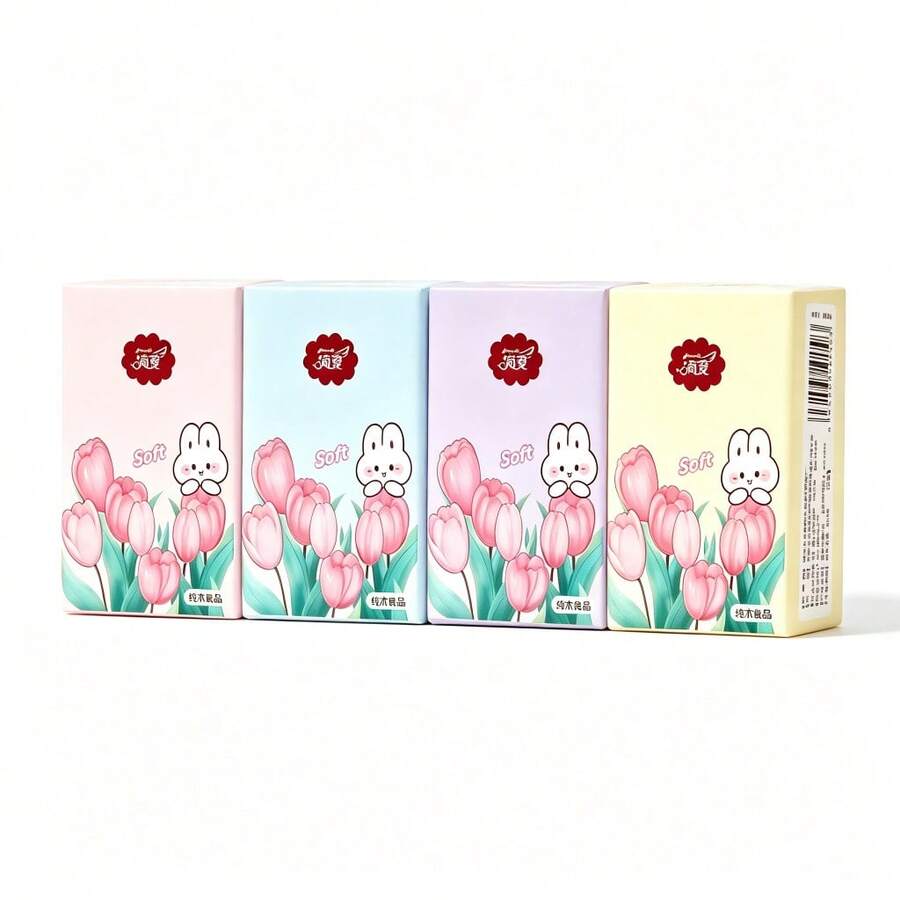 6/12/24/60/120pcs (6pcs=1pack) New Portable Handkerchief Paper Bag Facial Tissues Portable Mini Pocket Napkins Students Travel With Tissues - Multicolor - View 1