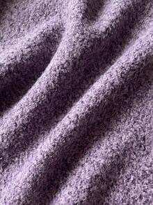 Women's Casual Wool Fleece High Neck Zip-Up Pocket Loose Jacket, Essential For Pet Owners, Autumn/Winter Outfit - Purple - View 9