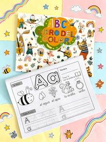 1 Book 32-Page Spanish Alphabet Coloring And Tracing Book, Combines Education And Entertainment, Includes Cute Illustrations And Early Learning Creative Handwriting Practice Content, Perfect Gift For Preschoolers Learning Letters And Vocabulary, Suitable For Birthday, Christmas, Back To School Gifts And More - A - View 1