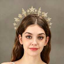 1pc Gold Women's Headband Decorative Accessory, Pure Crown Style, Party Costume Headpiece - Gold - View 1