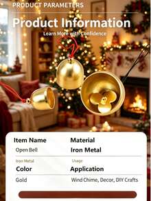 10pcs Metal Bell Wind Chime Christmas Bell Hanging Decor Accessories DIY Holiday Decoration Copper Small Bell Doorbell Loud Sound - Multiple Styles - View 7