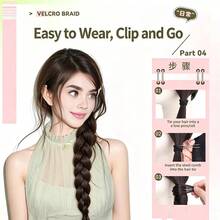Ponytail Hair Extension Braid For Women, Hook-And-Loop Self-Wrap Side Twisted Braid, Fluffy High Ponytail Volume Booster, Low Ponytail Hook-And-Loop Hair Tie Hair Accessory - Coffee Brown - View 8