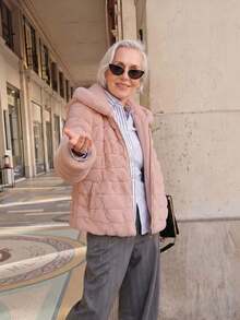 Women's Faux Fur Hooded Pocket Jacket - Perfect Choice For Autumn/Winter - Pink - View 10