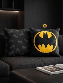 Batman X Joivida 1pc Pillowcase (Filler Not Included), Comfortable Fleece Fabric, 45*45cm - Black - View 1