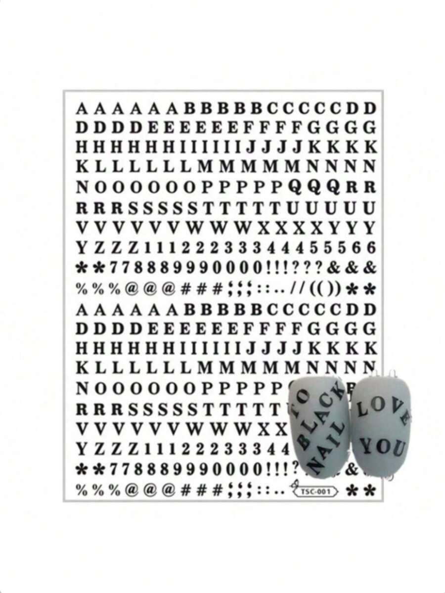 1sheet Letter Graphic Nail Art Sticker Nail Stickers DIY Nails Nail Supplies - Black - View 1